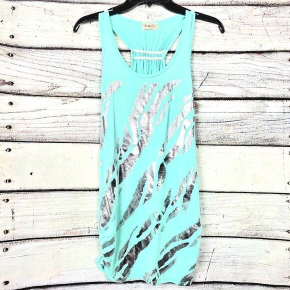 Free Kisses Tops - Free Kisses Medium Mint Racerback Tunic Tank Top